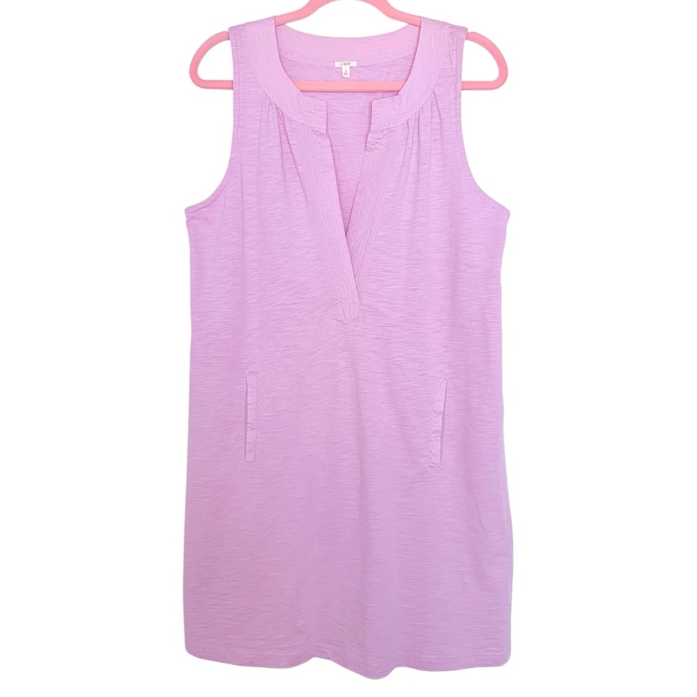 J Crew Womens Pink Sleeveless Shift Dress Split Neck With Pockets
